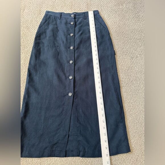 & OTHER STORIES Lyocell Linen Blend Pencil Button Front Midi Skirt Black Size 2 - Picture 8 of 11